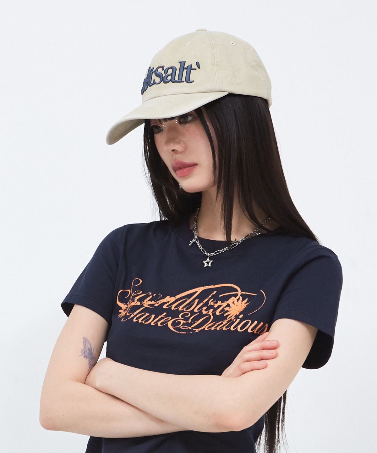 세컨드솔트(SECONDSALT) 더블솔트 로고 볼캡 (샌드베이지)