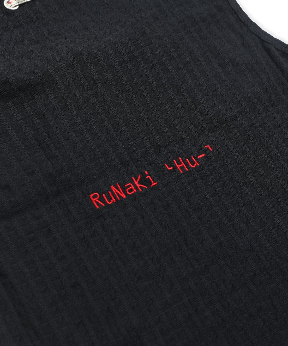루나키후(RuNaKi'Hu') WXT083 무스비 체크 배색 슬리브리스 (BLACK)
