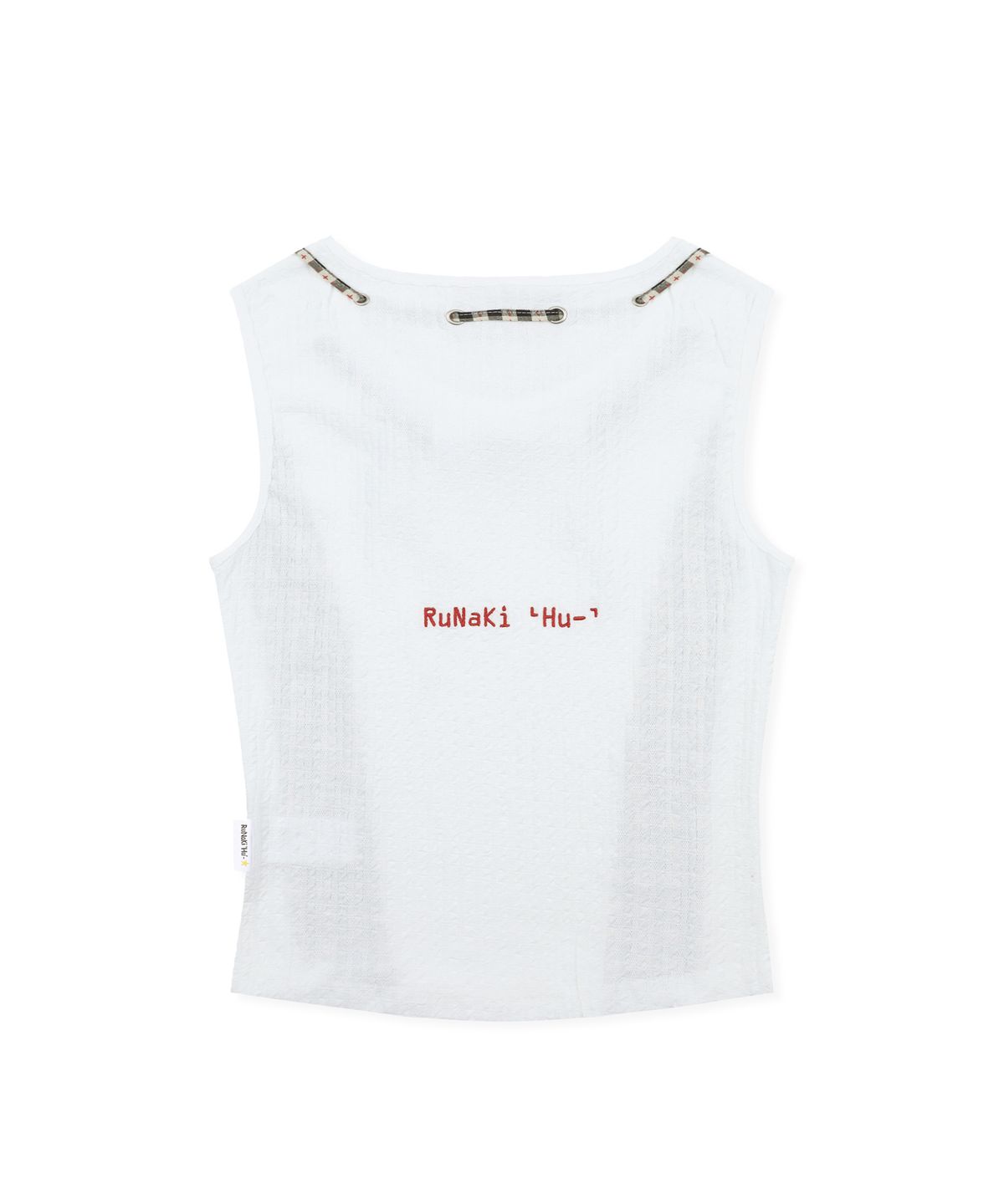 루나키후(RuNaKi'Hu') WXT083 무스비 체크 배색 슬리브리스 (WHITE)
