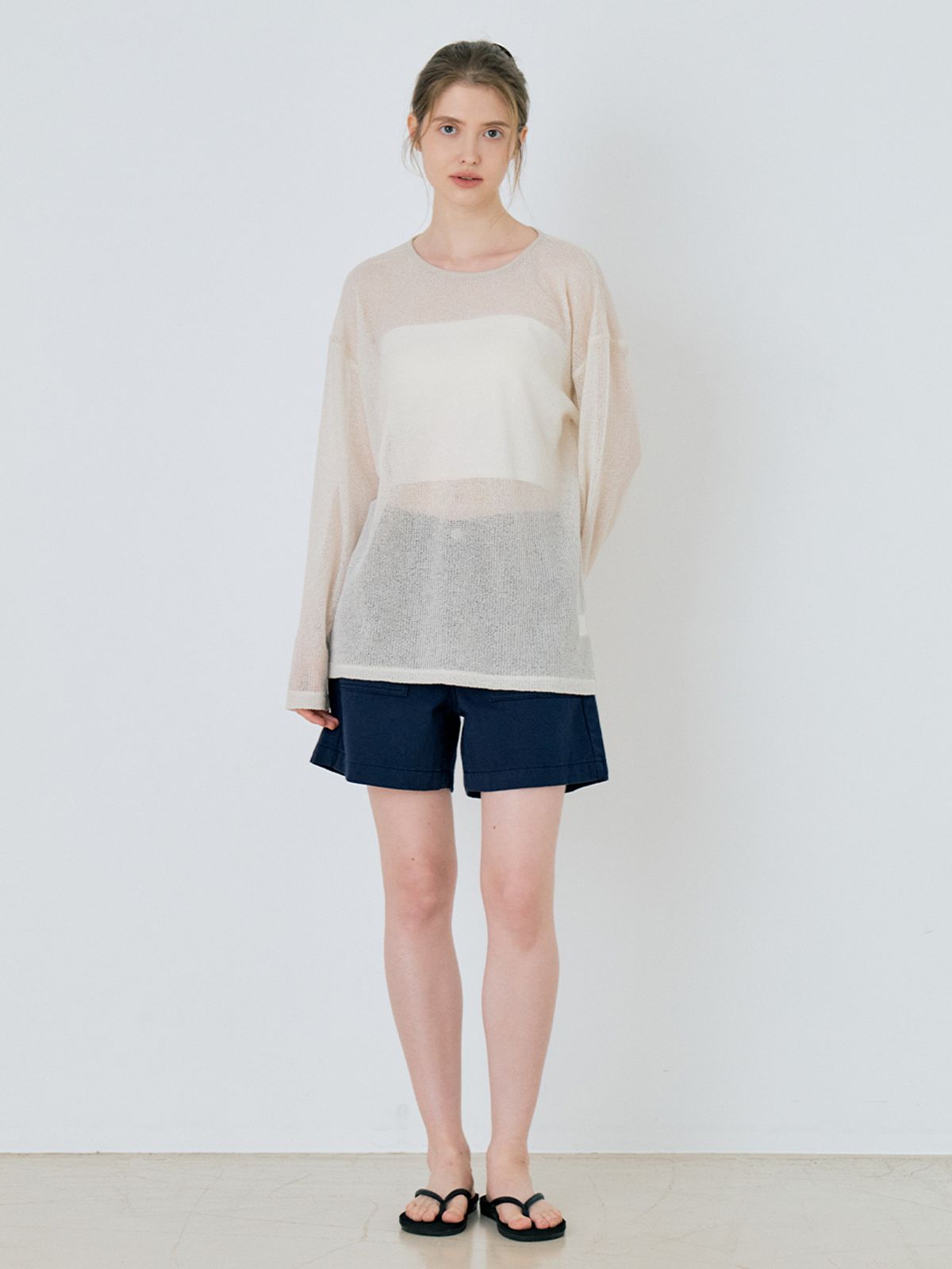 르세지엠(LESEIZEME) Basic Linen Sheer Knit - Beige
