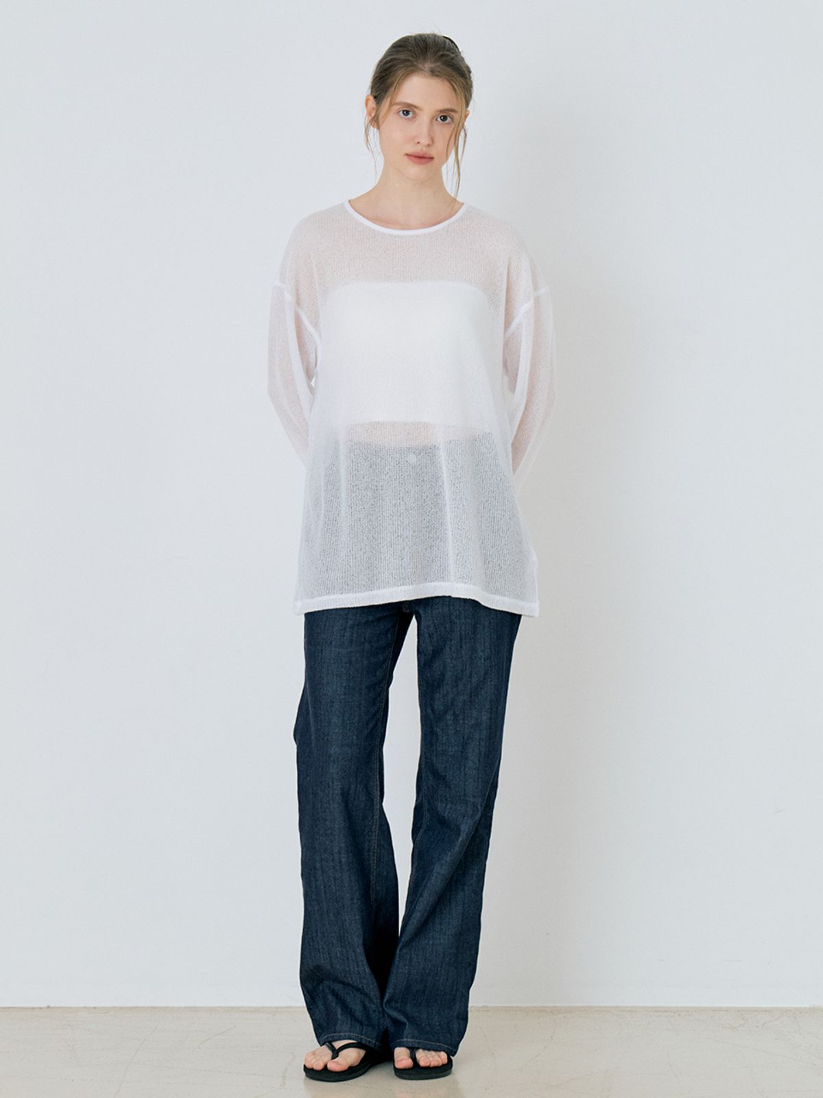 르세지엠(LESEIZEME) Basic Linen Sheer Knit - White