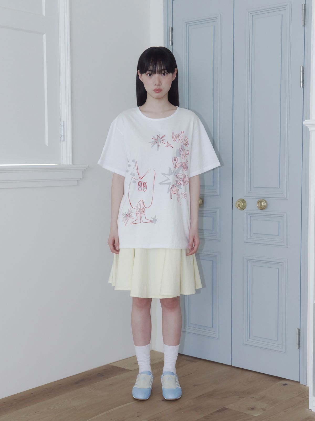 온스카(ONSKA) CRAYON FRUIT T-SHIRT (APPLE WHITE)