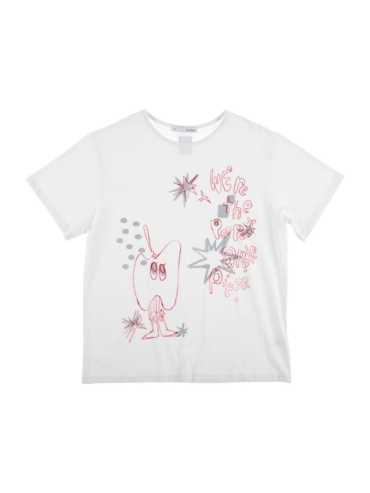 온스카(ONSKA) CRAYON FRUIT T-SHIRT (APPLE WHITE)