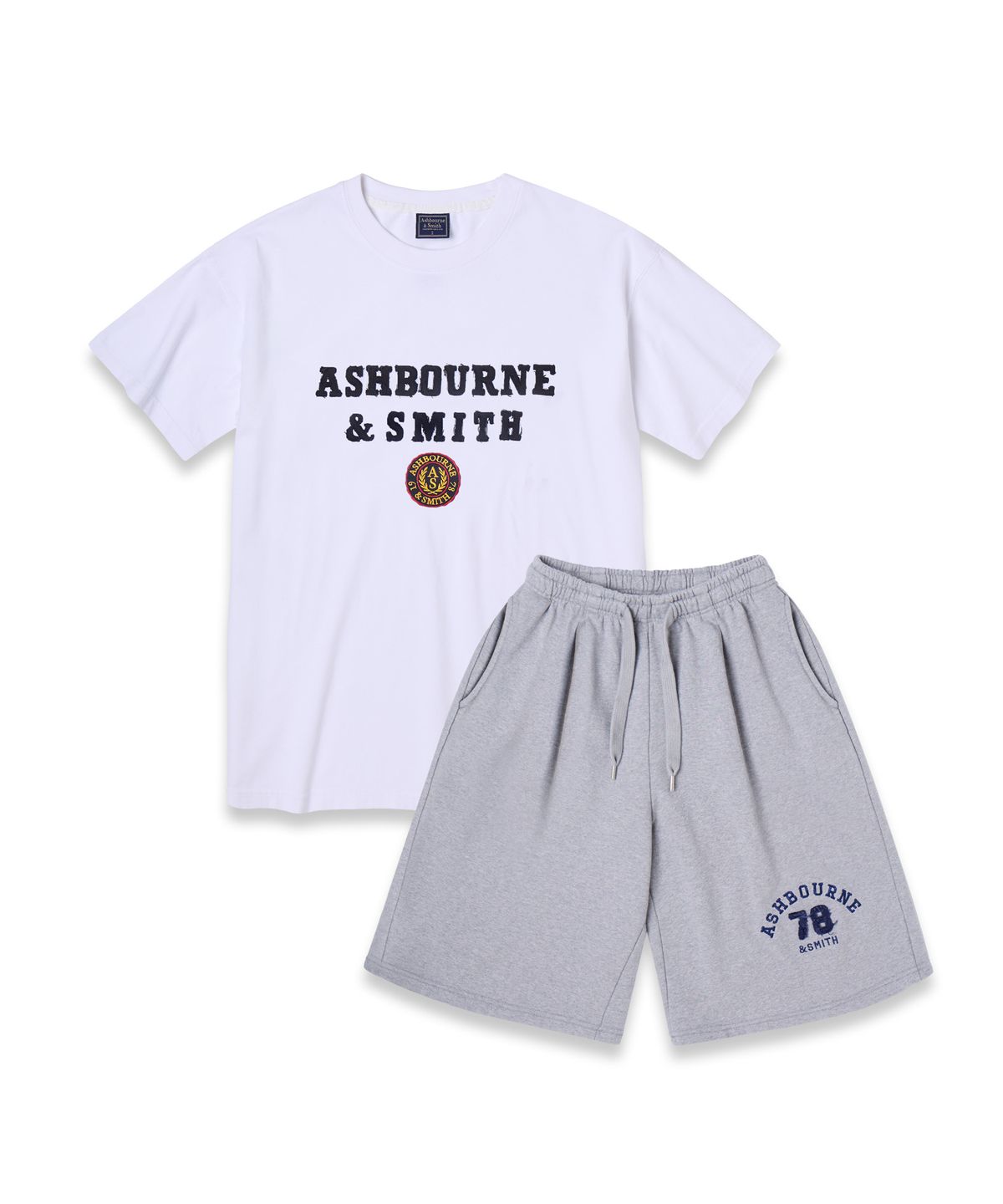 애쉬본&스미스(ASHBOURNE & SMITH) [MEN][SET] EMBROIDER 반팔티셔츠 스웻 와이드 팬츠 셋업