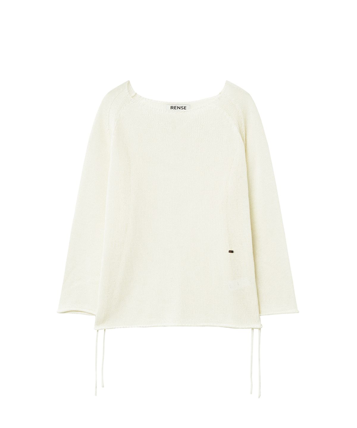 렌세(RENSE) Side Shirring Boat Neck Knit Ivory