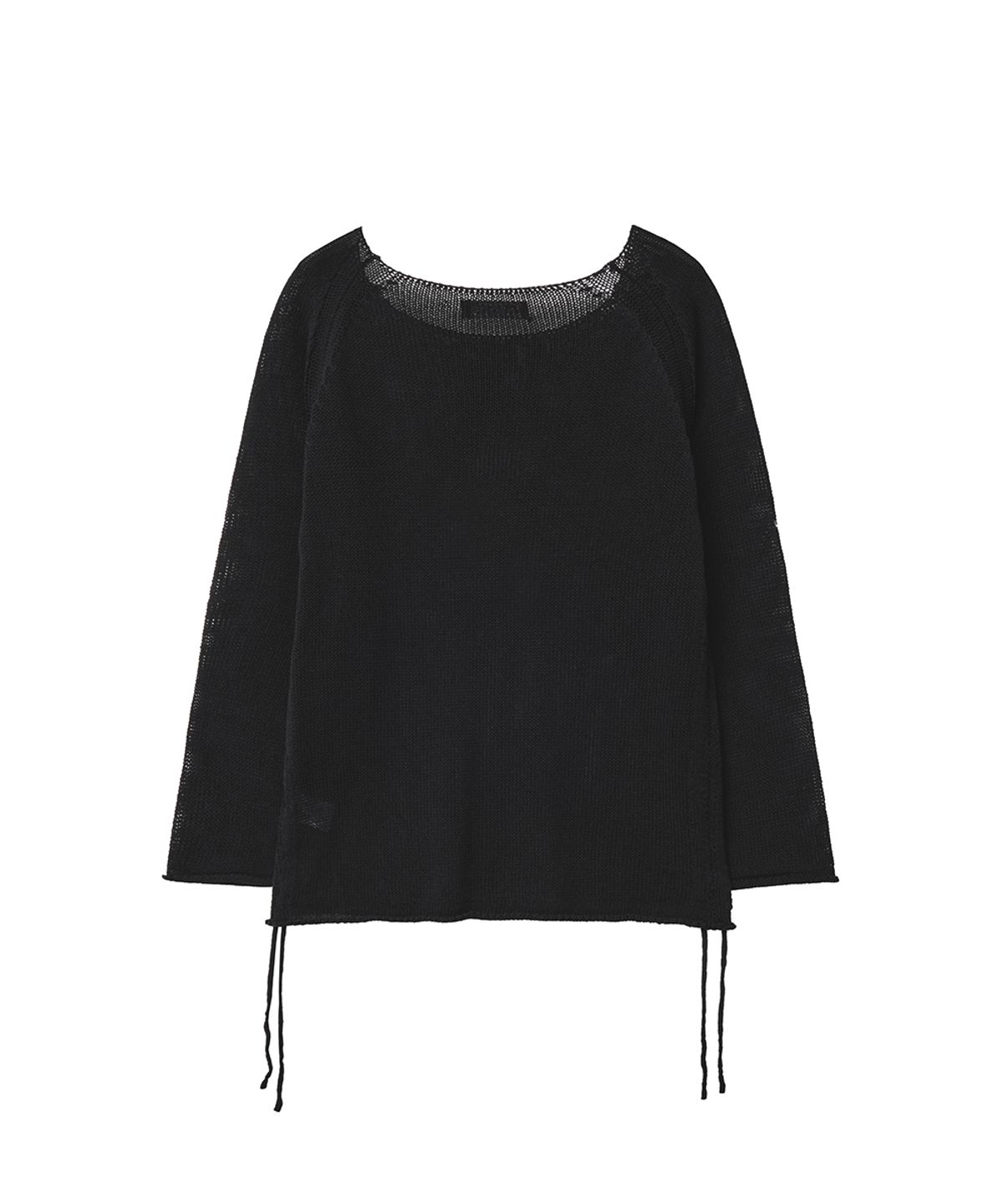 렌세(RENSE) Side Shirring Boat Neck Knit Black