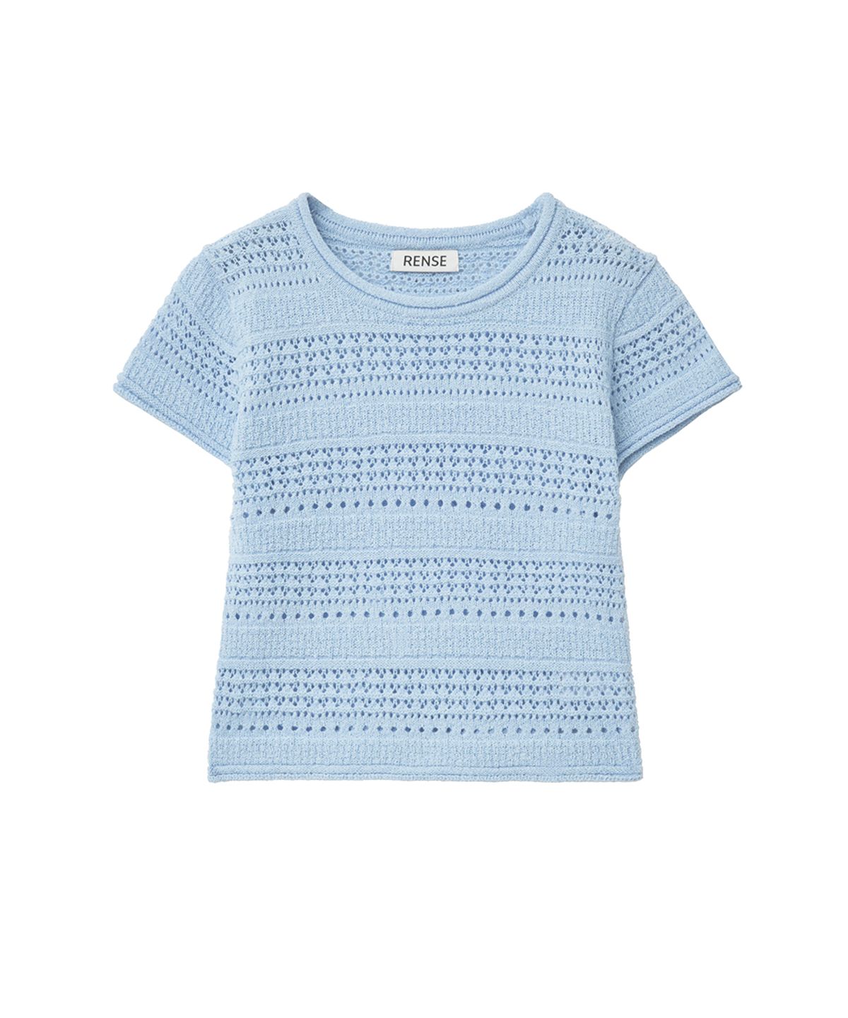 렌세(RENSE) Pointelle Boucle Knit Blue