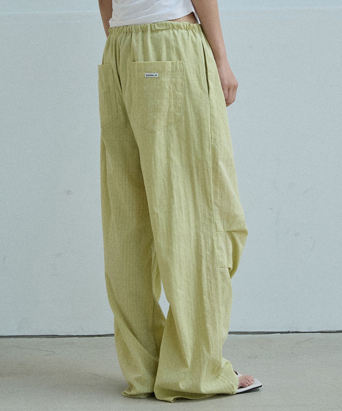 렌세(RENSE) Sheer Tuck Line Pants Green