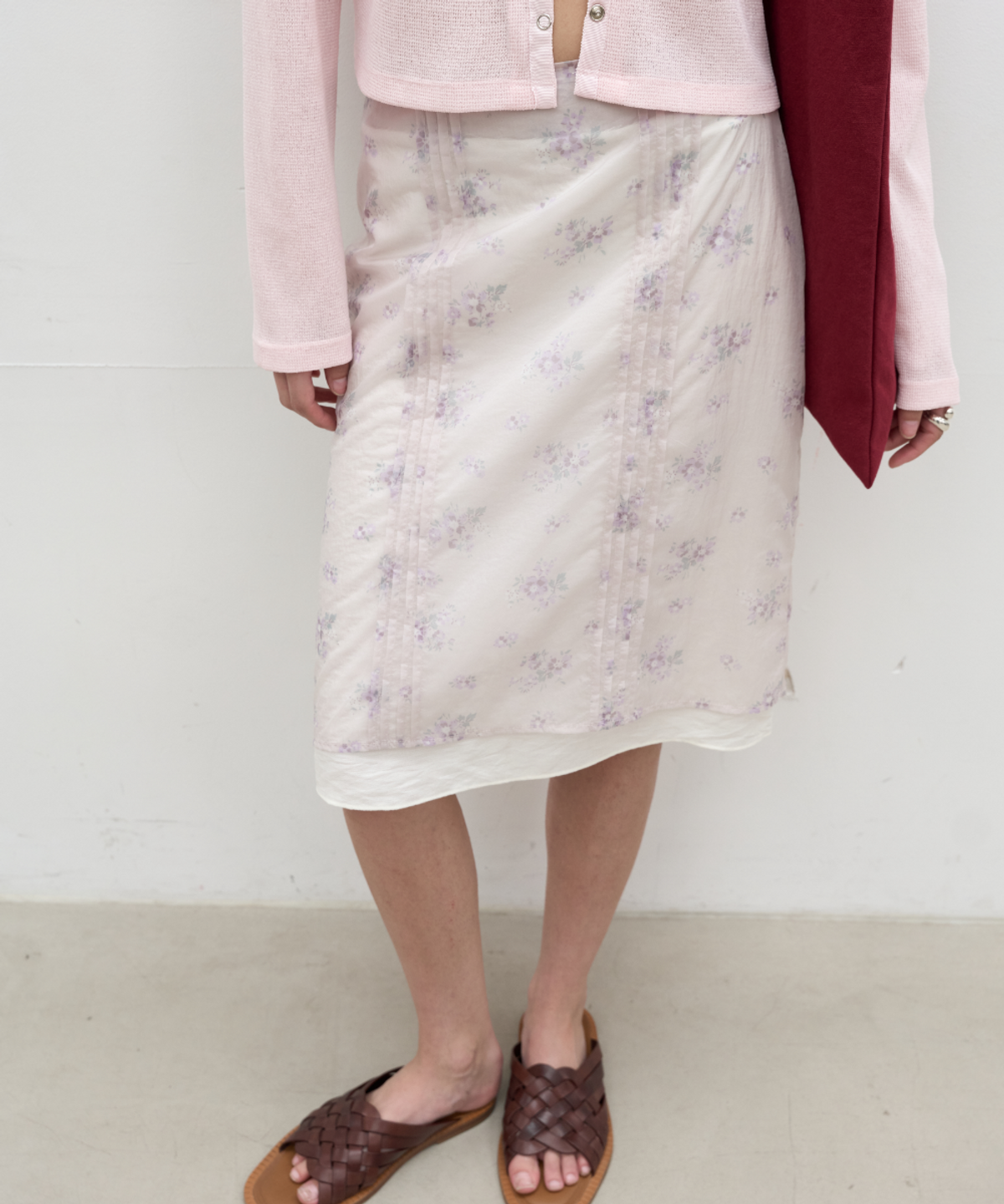 서란(SEORAN) Floral Midi Skirt_Ivory