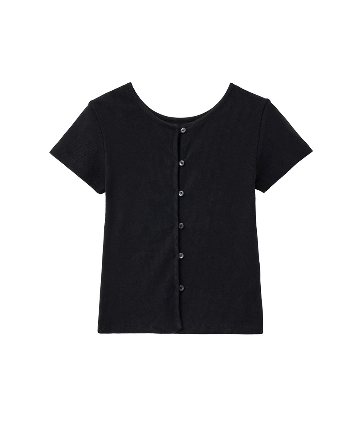 렌세(RENSE) Back Button Slit Tee Black