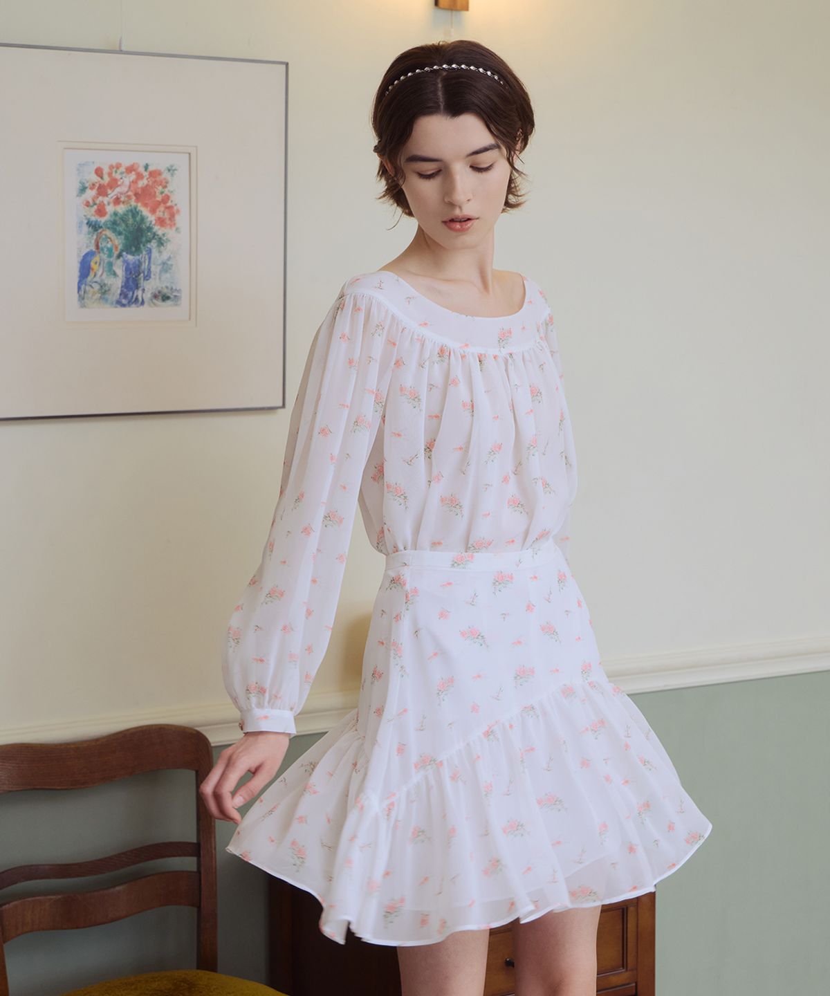아이스가든에이오공팔(ICE GARDEN A.508) Splendeur de la Rose Print Blouse