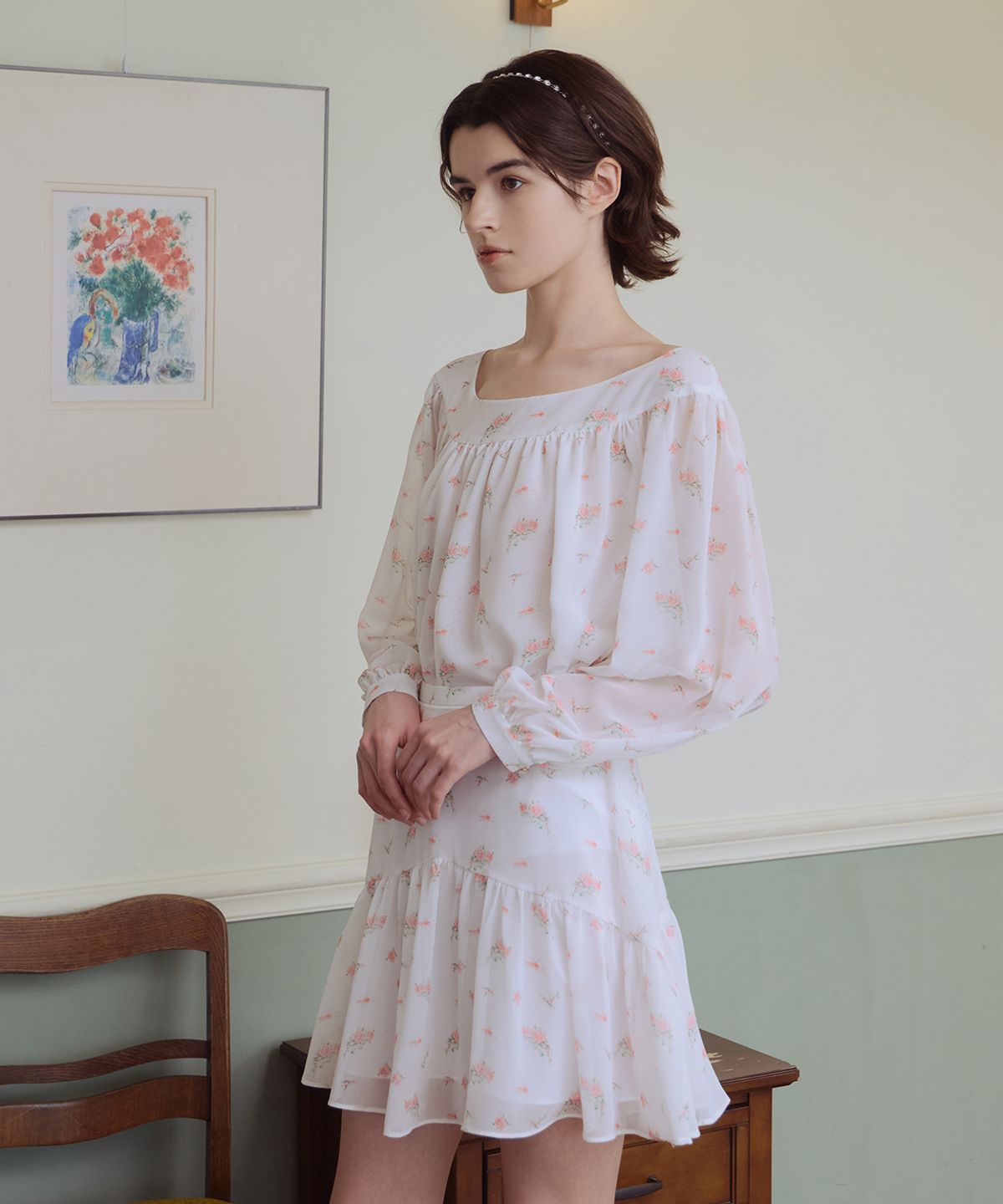 아이스가든에이오공팔(ICE GARDEN A.508) Splendeur de la Rose Print Blouse