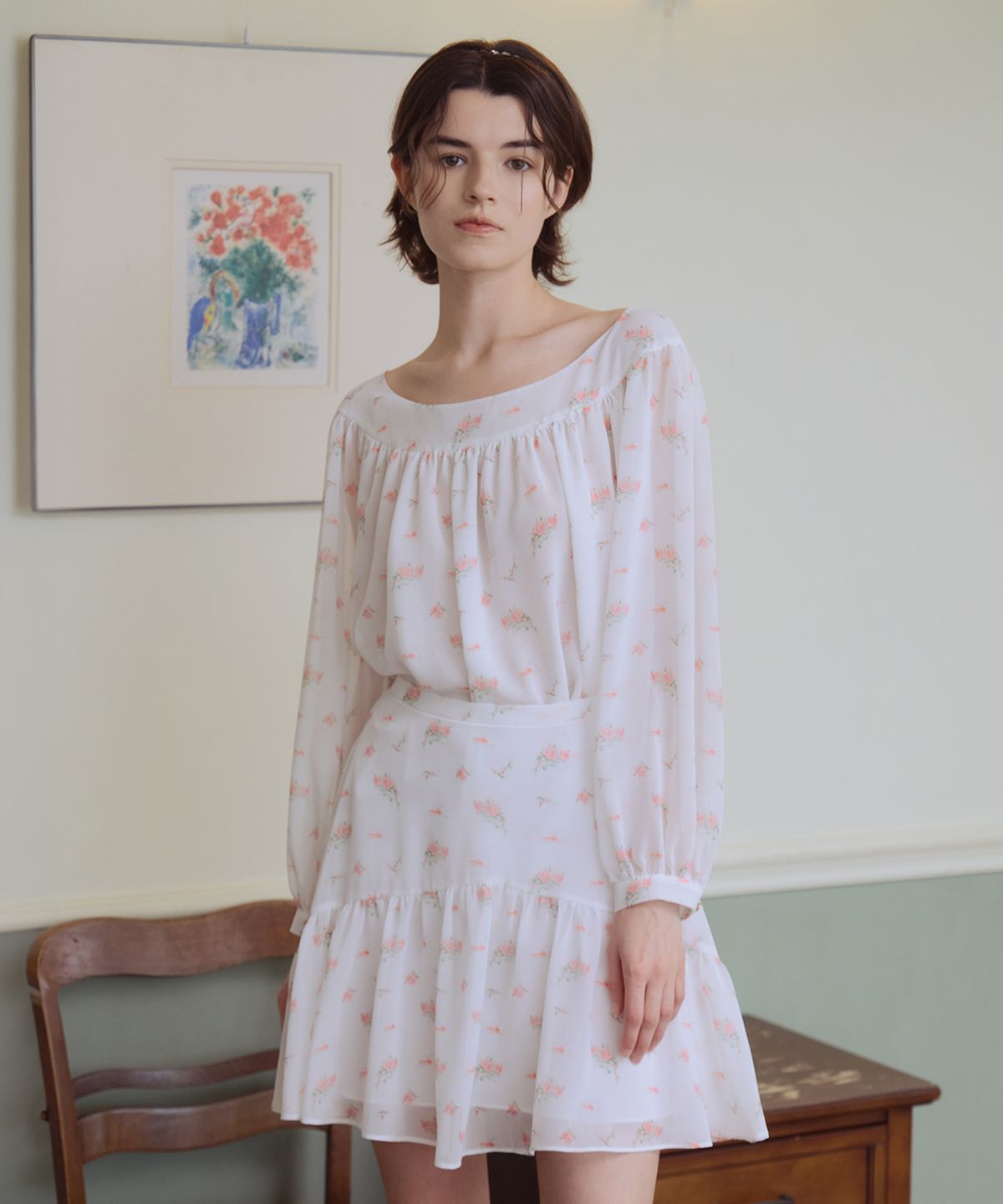 아이스가든에이오공팔(ICE GARDEN A.508) Splendeur de la Rose Print Blouse