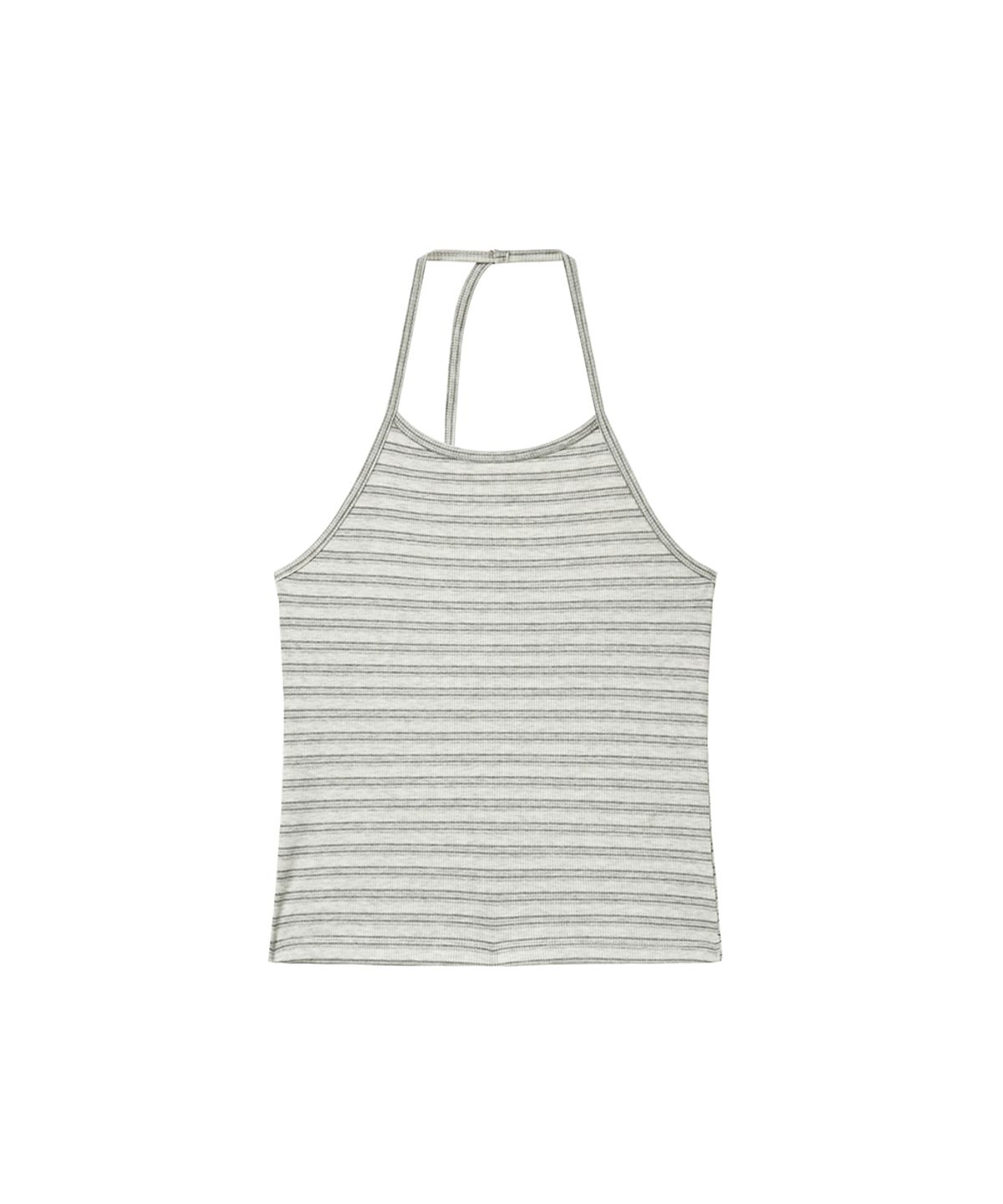 렌세(RENSE) Ribbed Stripe Halter Top Melange Gray
