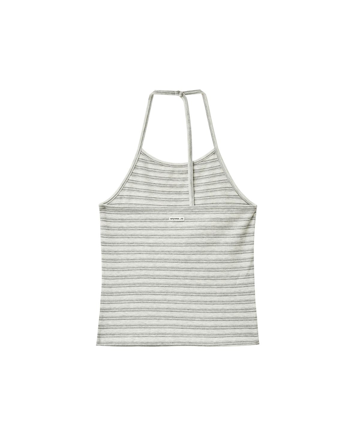 렌세(RENSE) Ribbed Stripe Halter Top Melange Gray