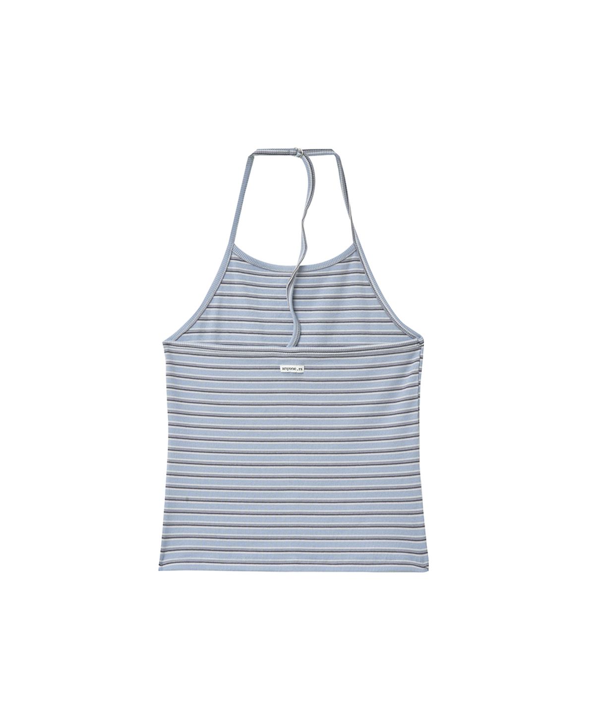 렌세(RENSE) Ribbed Stripe Halter Top Blue