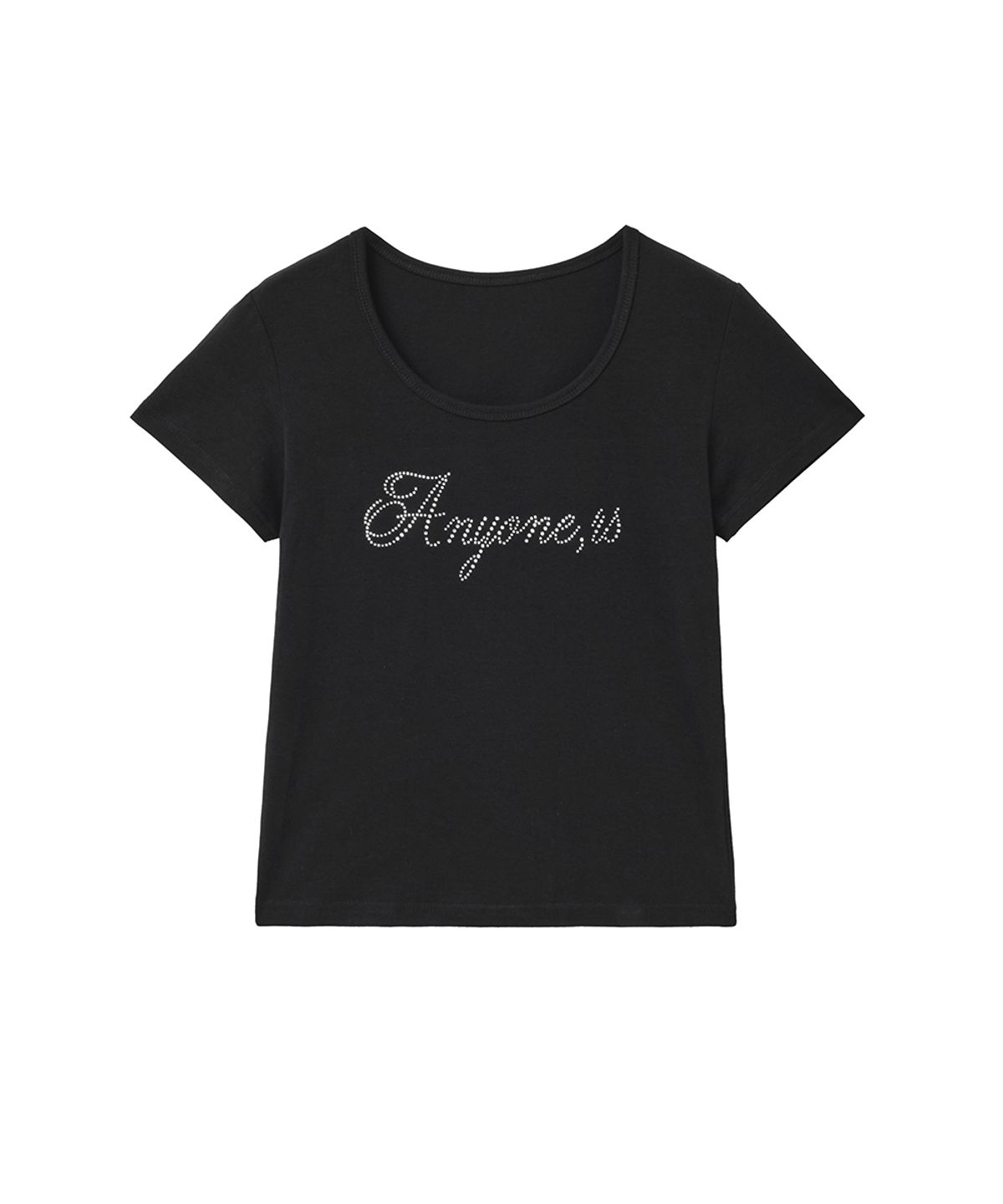 렌세(RENSE) Lettering Hotfix Half Tee Black