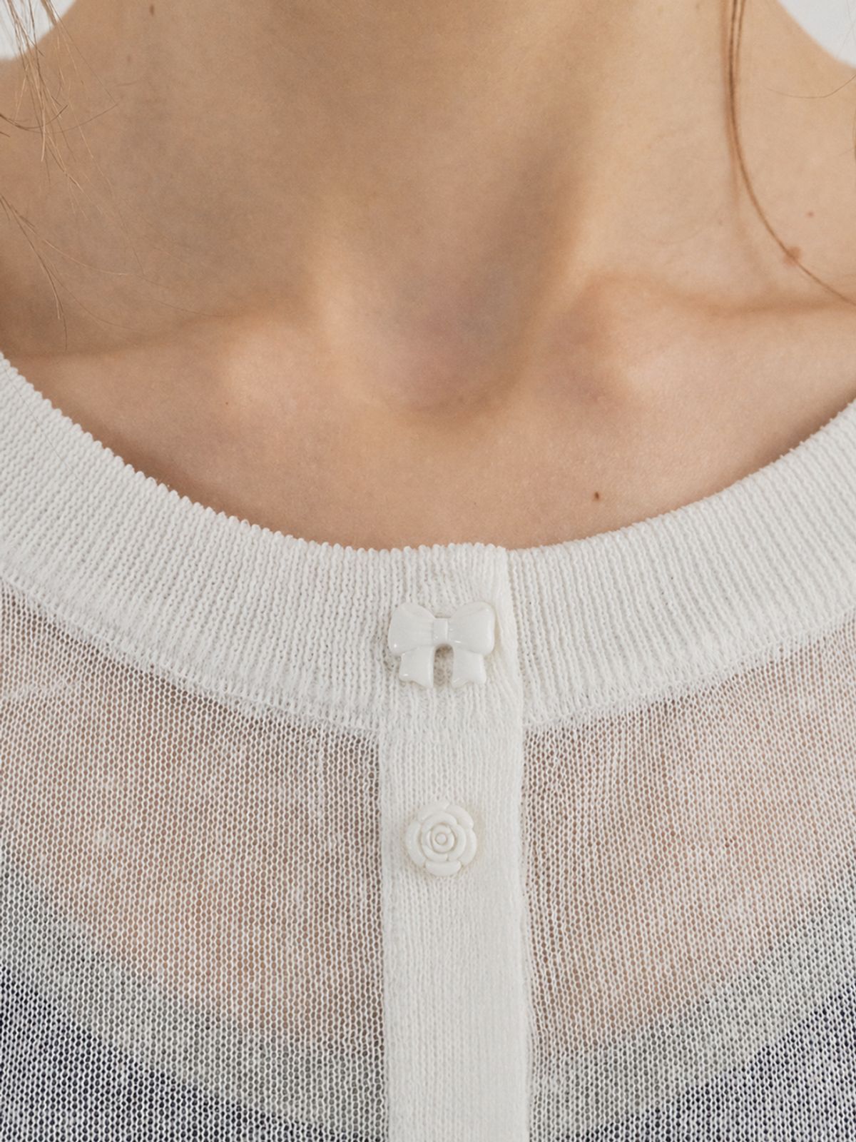 쏘리, 투 머치 러브(SORRY, TOO MUCH LOVE) Slim Fit Sheer Multi See-through Cardigan_Ivory