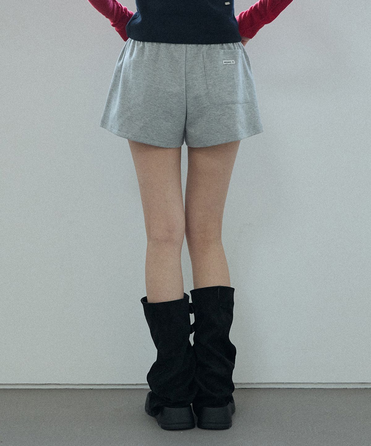 렌세(RENSE) Wide Sweat Shorts Melange Gray