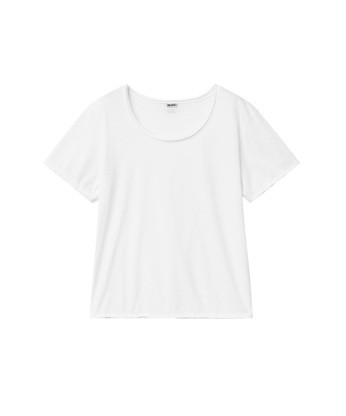 렌세(RENSE) Raw Edge U-Neck Half Tee White
