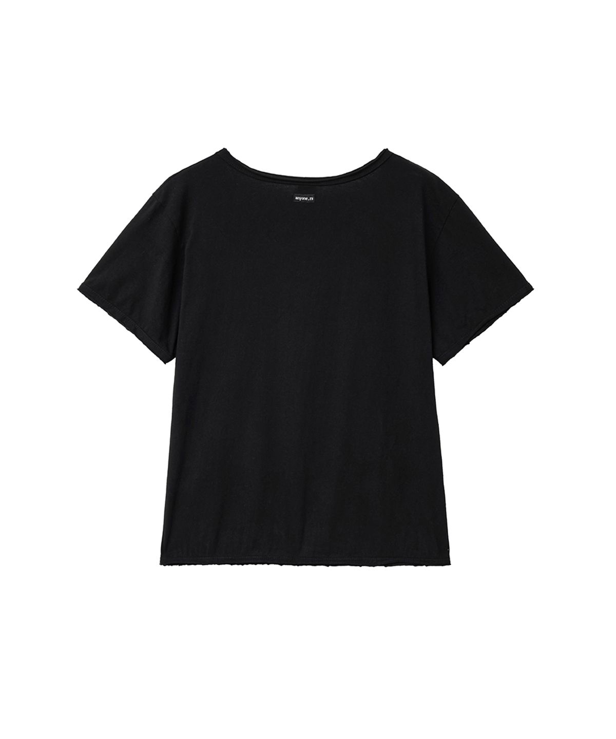 렌세(RENSE) Raw Edge U-Neck Half Tee Black