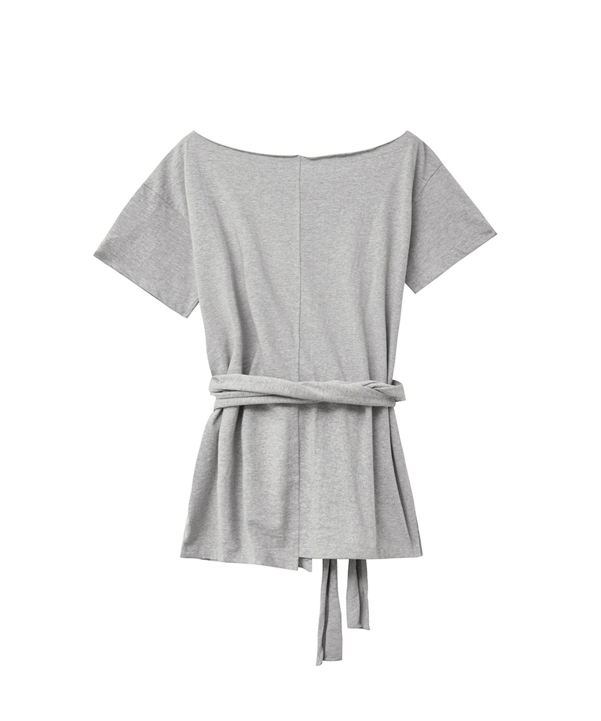 렌세(RENSE) Off-Shoulder Wrap Tie Tee Melange Gray