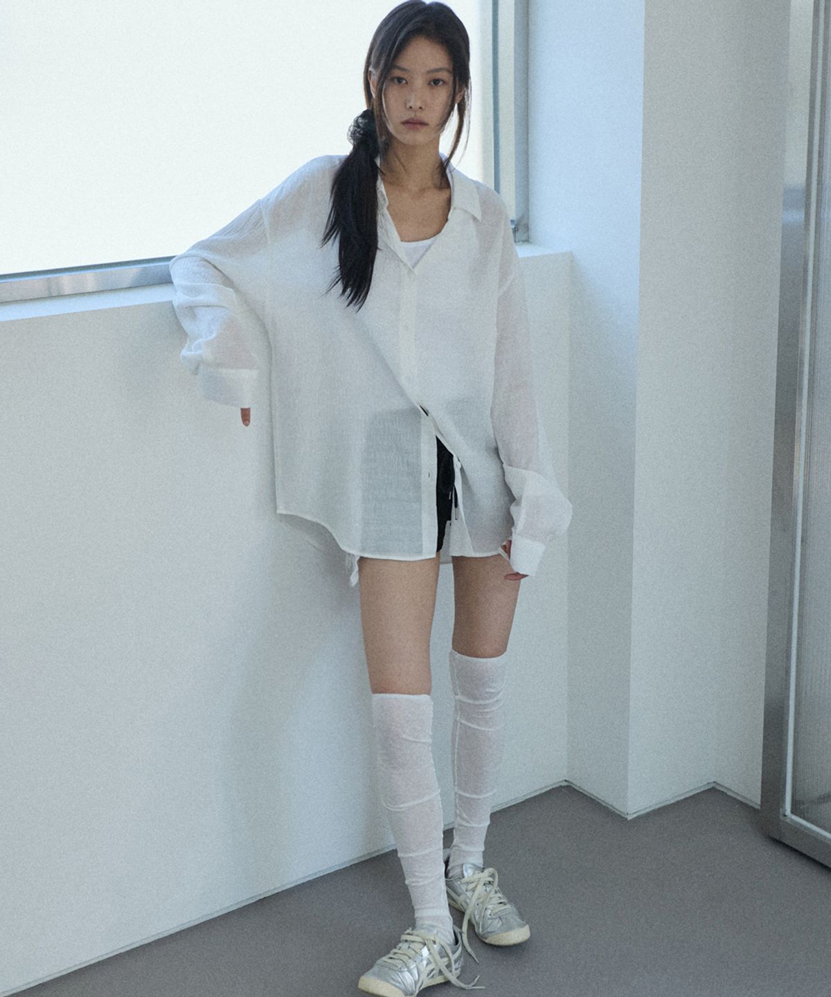 렌세(RENSE) Crinkle Summer Shirt White