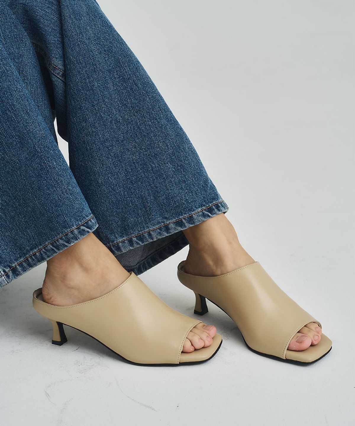 페이즈문(PHASE MOON) Nude 와이드 스퀘어 뮬 5cm (2color)