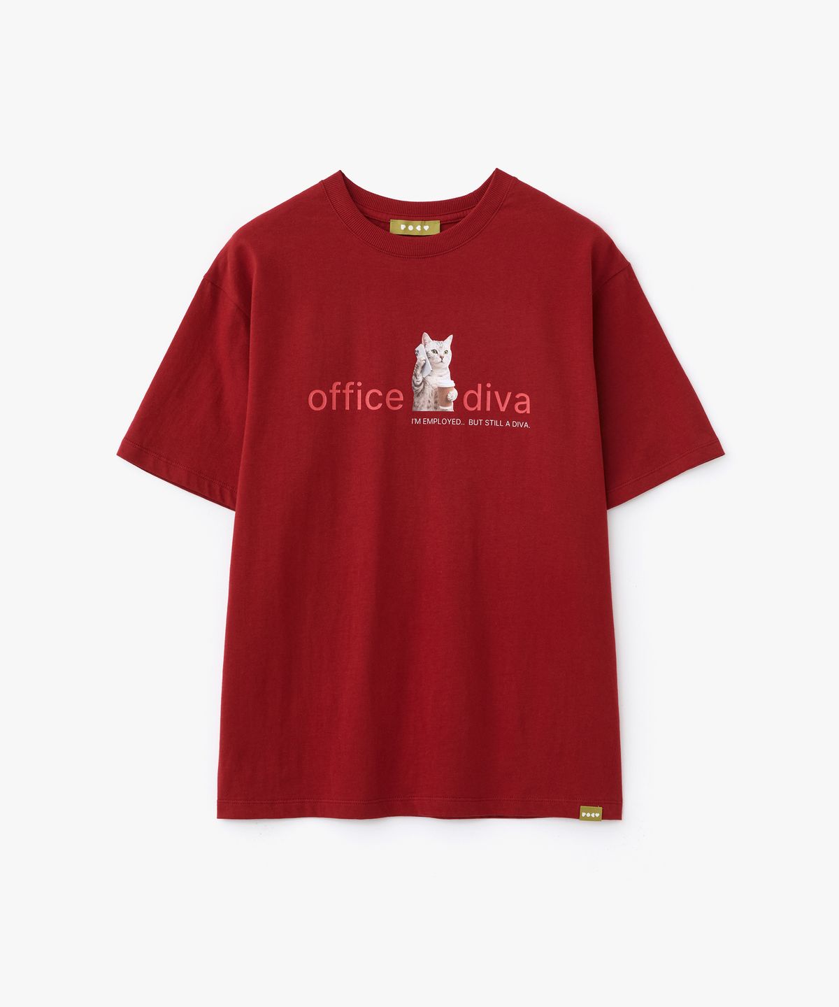 포에브(POEV) Office Diva Cat T-Shirt - Red