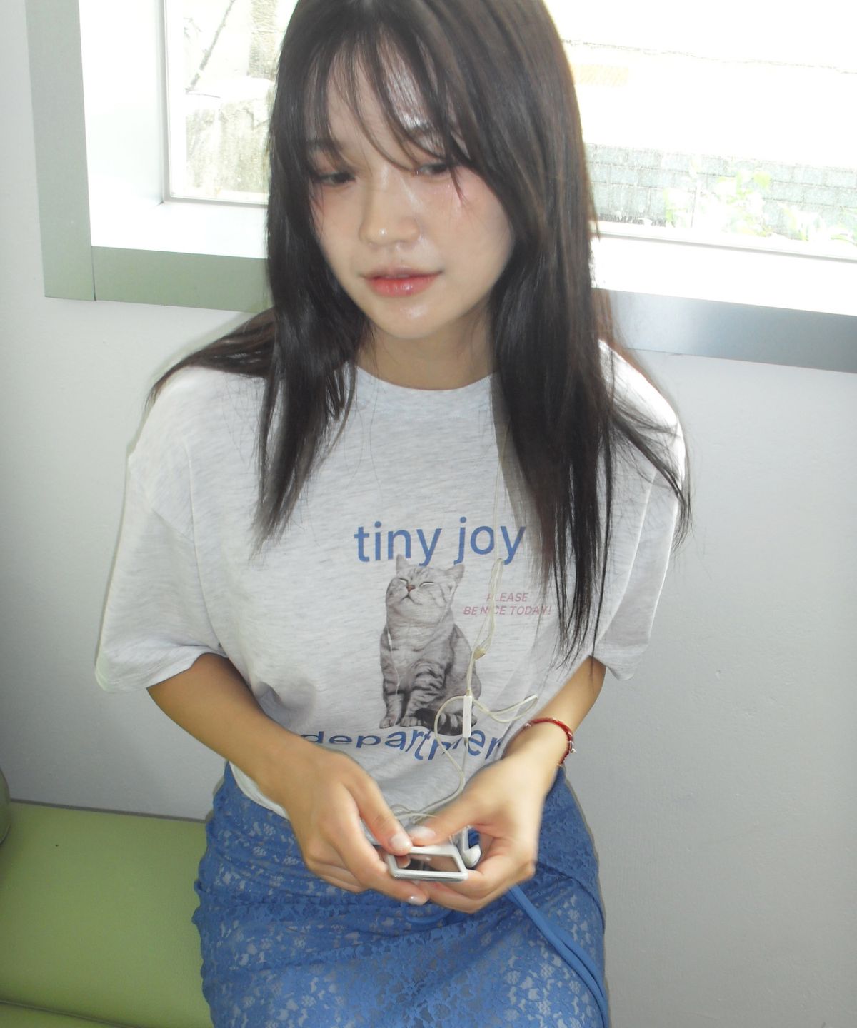 포에브(POEV) Joy Cat T-Shirt - White Melange