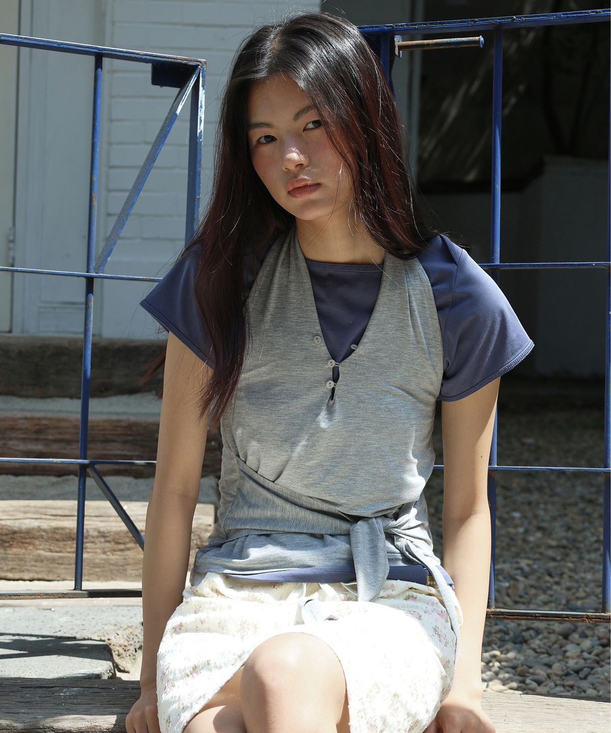 포에브(POEV) Solid Boat-neck T-Shirt - Navy