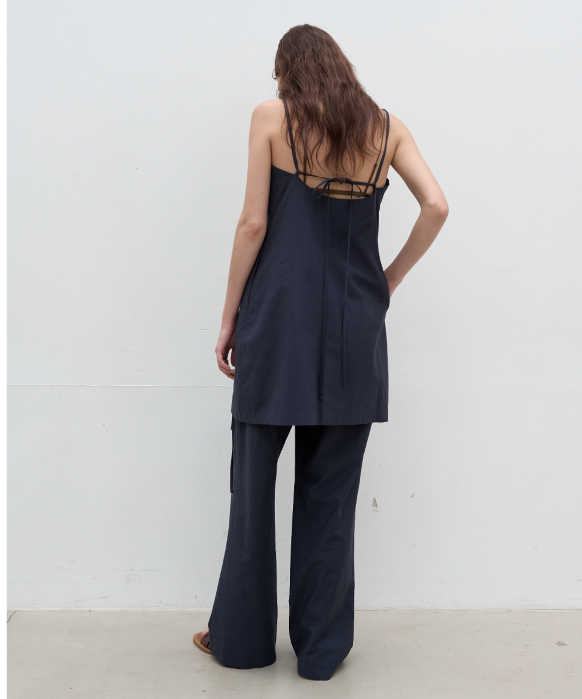 서란(SEORAN) Linen Blend Pocket Wide Pants_Navy