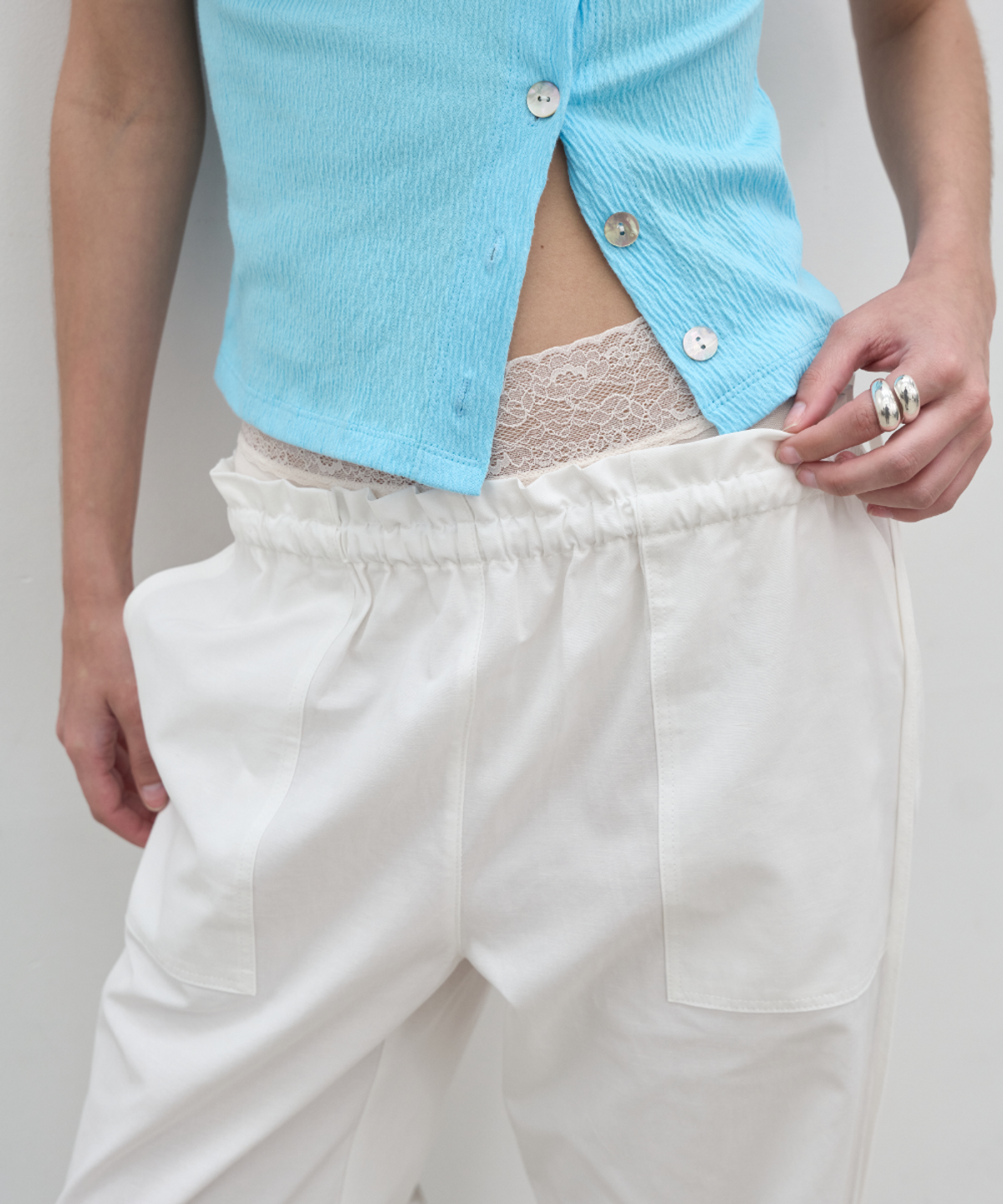 서란(SEORAN) Linen Blend Pocket Wide Pants_White