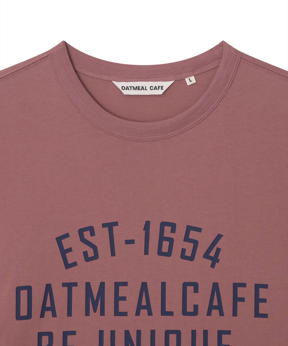 오트밀카페(OATMEAL CAFE) 오가닉 코튼 그래픽 티셔츠 - 더스티 핑크