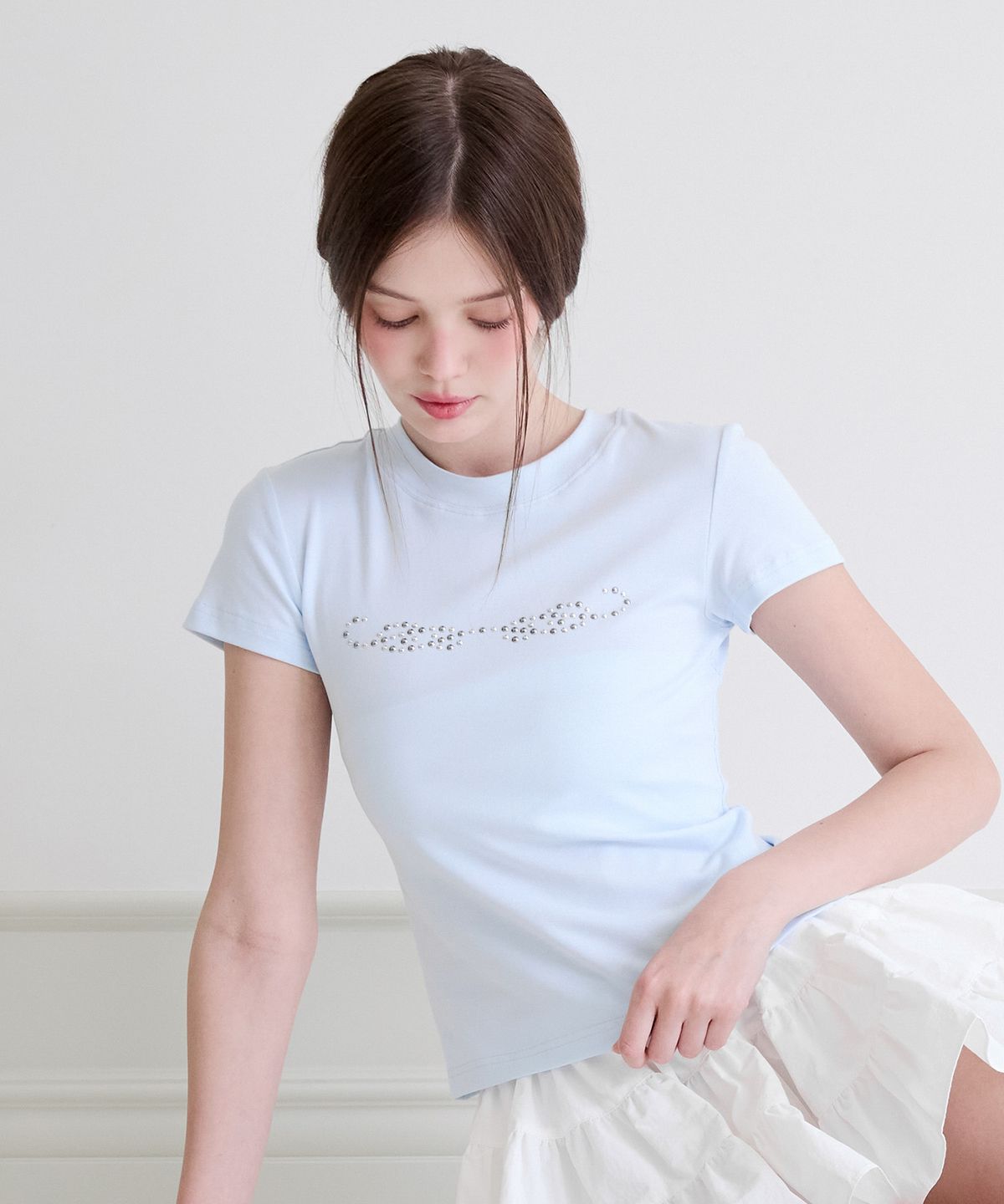 알키알카(ALKI ALKA) Wing Studded T-Shirt (Light Blue)