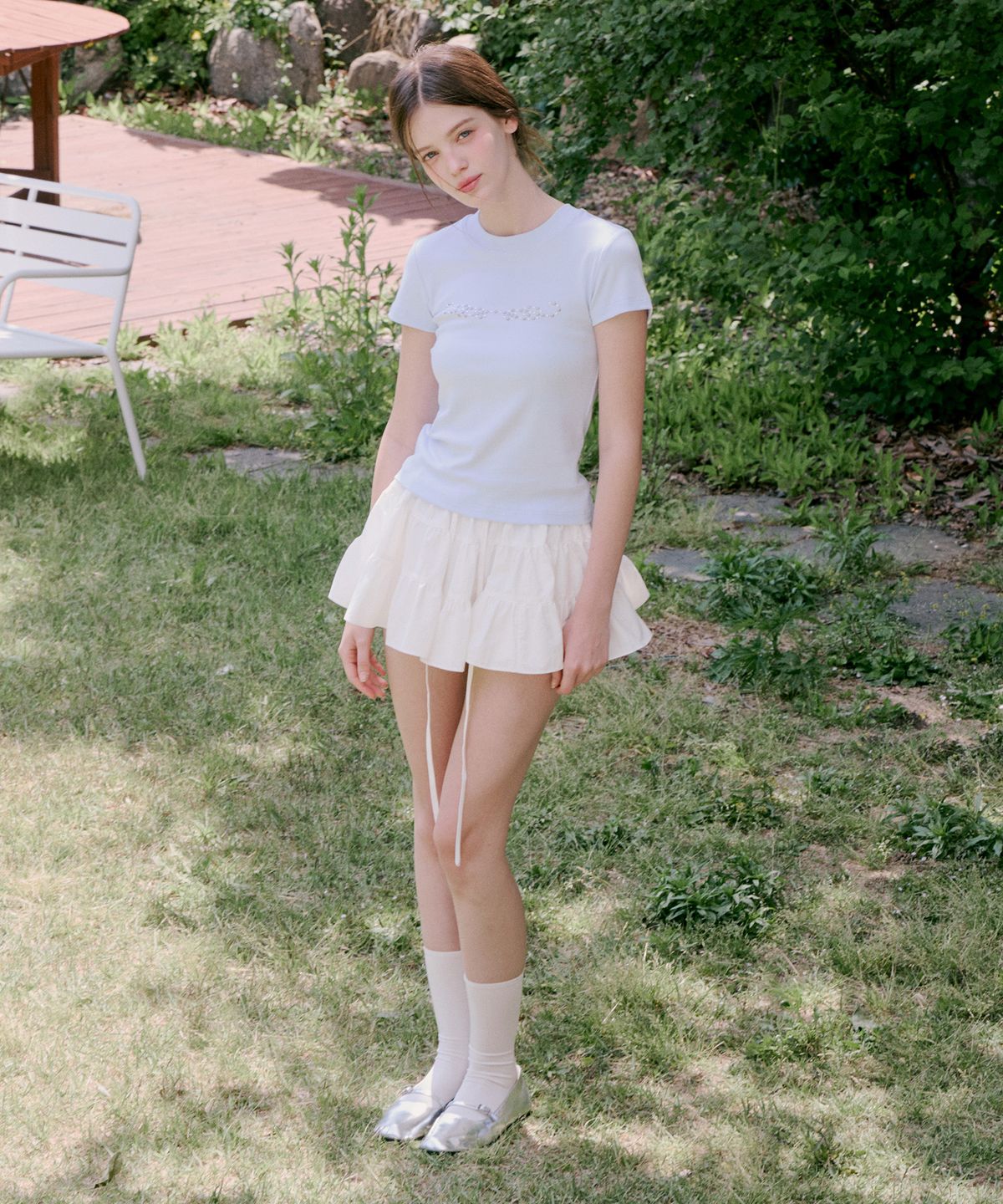 알키알카(ALKI ALKA) Wing Studded T-Shirt (Light Blue)