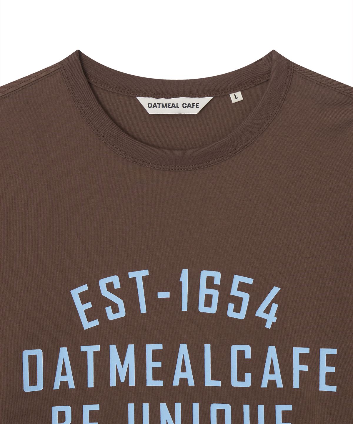 오트밀카페(OATMEAL CAFE) 오가닉 코튼 그래픽 티셔츠 - 모카 브라운