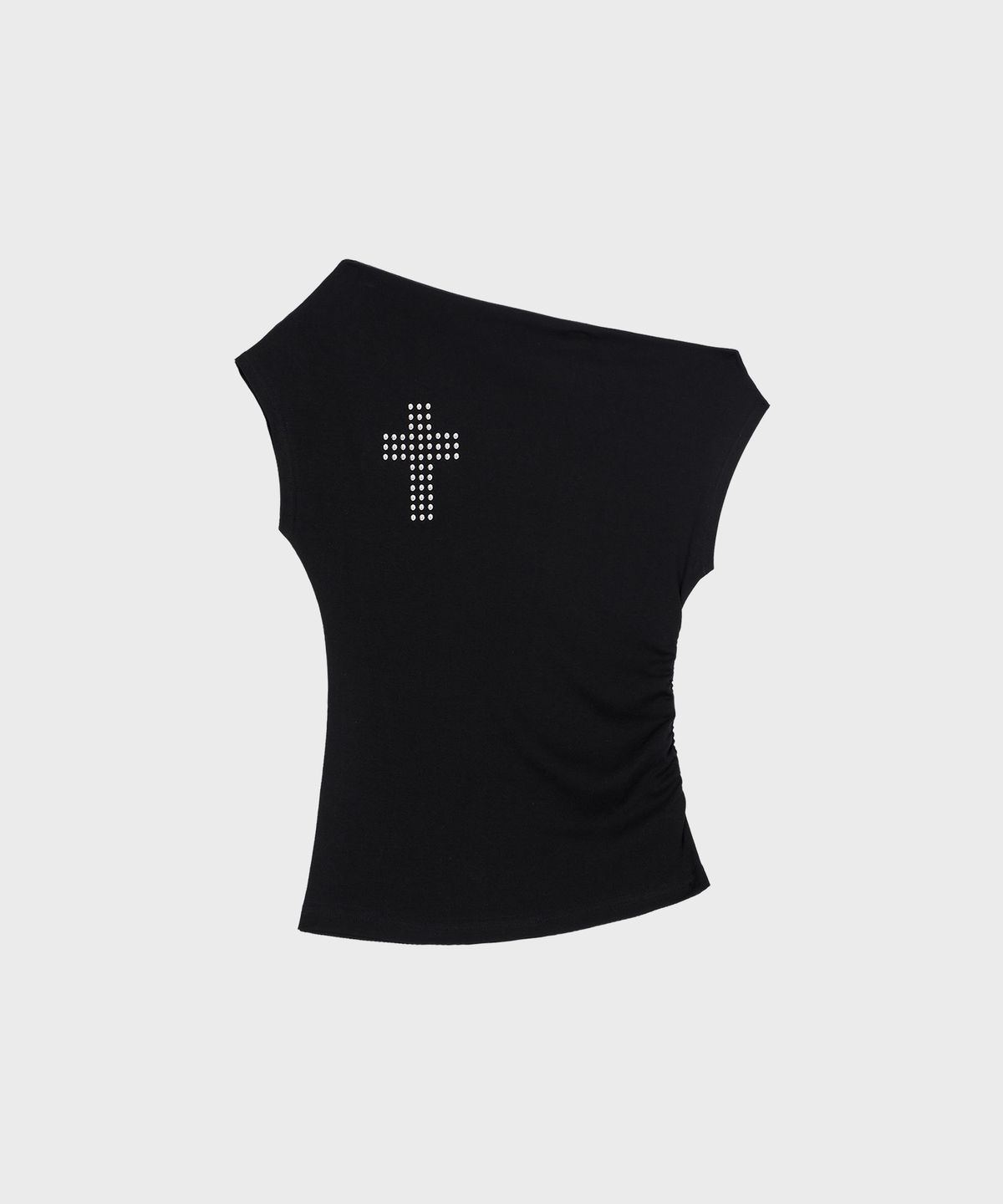 알키알카(ALKI ALKA) Studded Draped Top (Black)