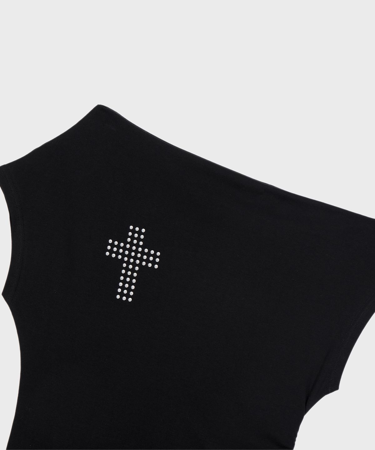 알키알카(ALKI ALKA) Studded Draped Top (Black)
