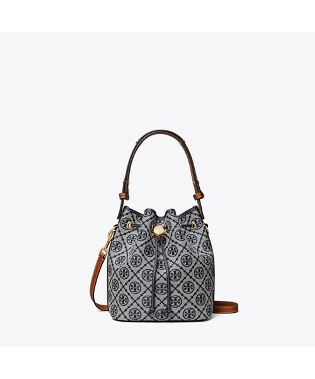 토리버치(TORYBURCH) 티 모노그램 버킷백 - 토리 네이비