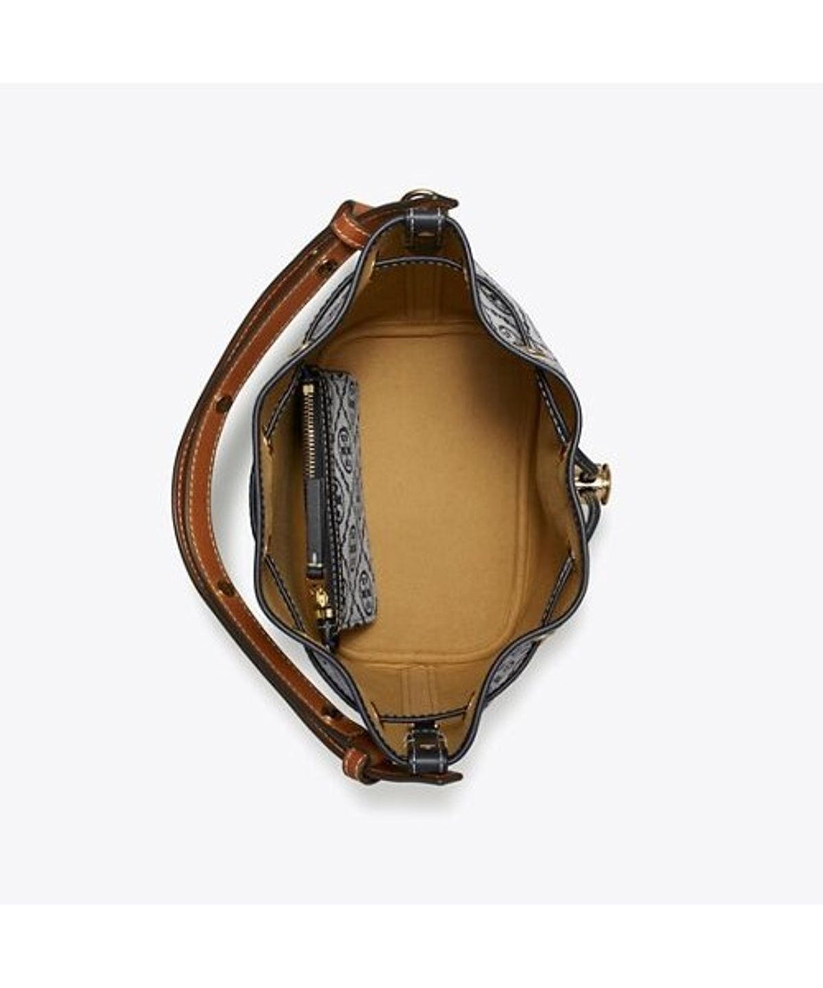 토리버치(TORYBURCH) 티 모노그램 버킷백 - 토리 네이비