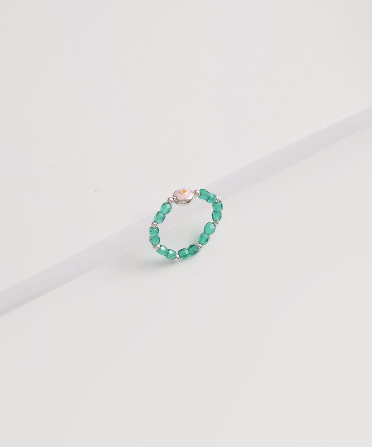 봉보(BONBEAU) Heart, Flower silver charm silverball beads Ring 925실버 하트 플라워 참 은볼 밴딩 비즈 반지
