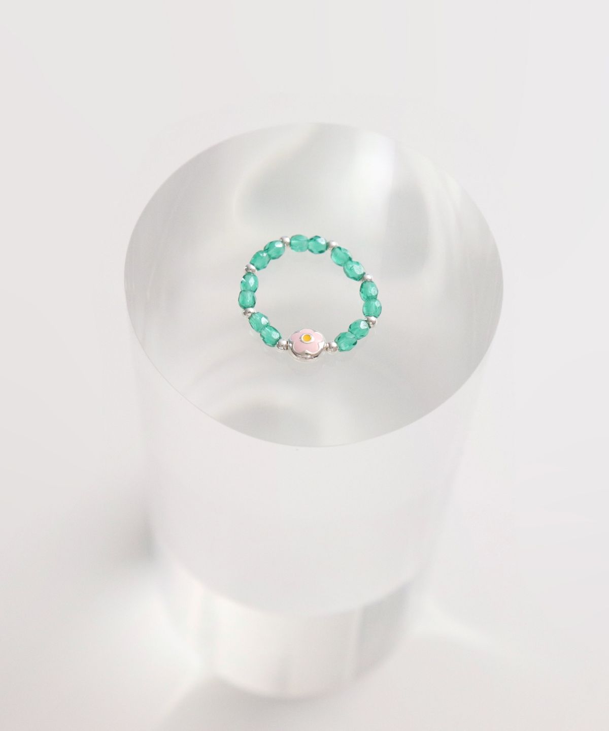 봉보(BONBEAU) Heart, Flower silver charm silverball beads Ring 925실버 하트 플라워 참 은볼 밴딩 비즈 반지