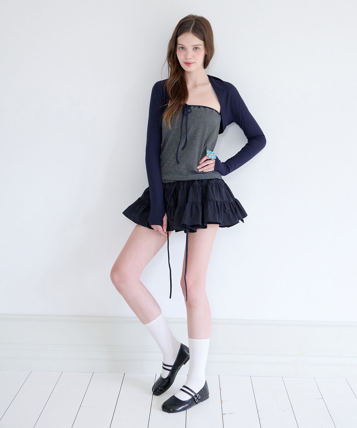 알키알카(ALKI ALKA) Puffy Mini Skirt (Dark Navy)