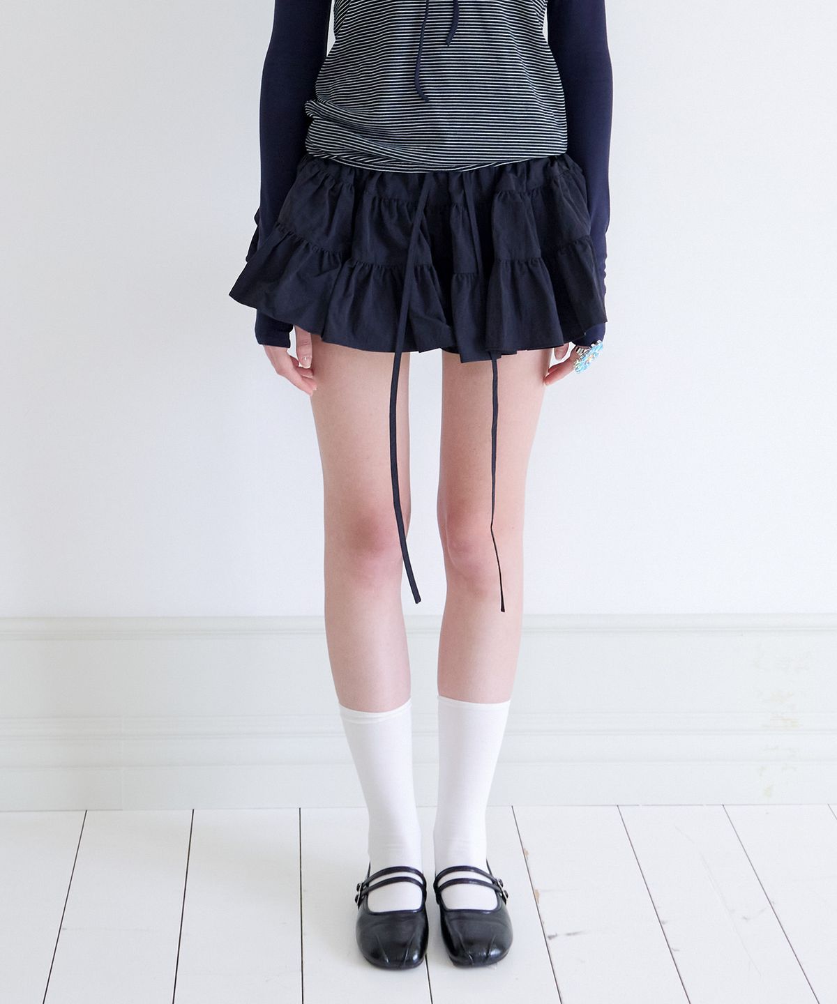 알키알카(ALKI ALKA) Puffy Mini Skirt (Dark Navy)