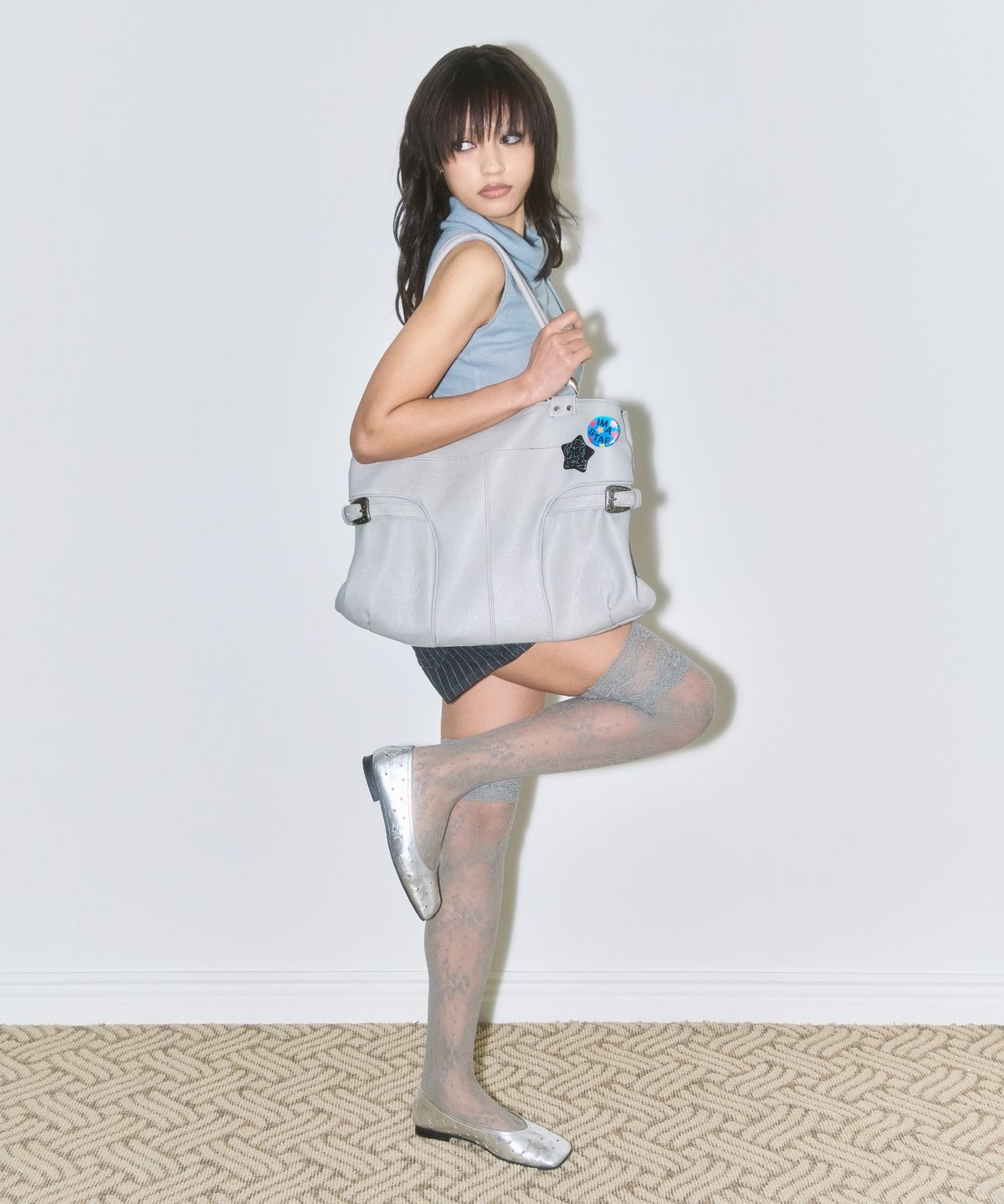 비주얼 컬렉터(VISUAL COLLECTOR) 이너 지브라 버클 빅 백 [쿨 그레이]