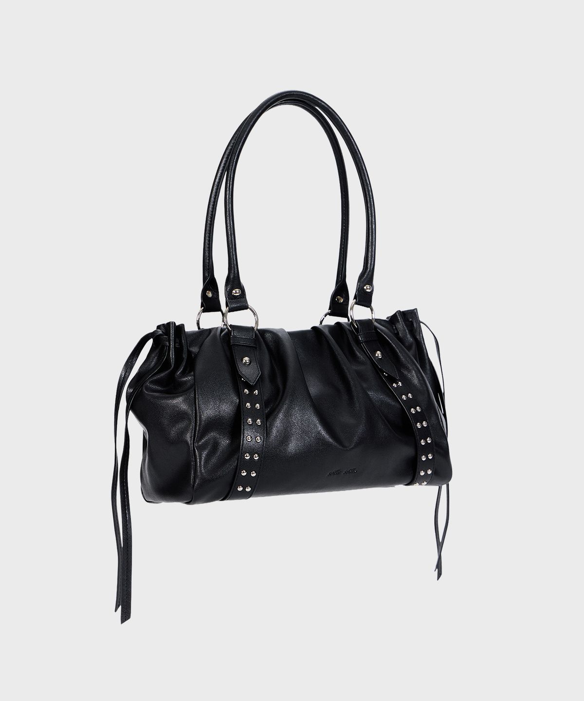알키알카(ALKI ALKA) Studded Ruched Bag (Black)
