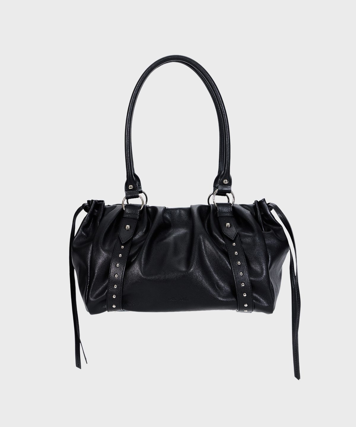 알키알카(ALKI ALKA) Studded Ruched Bag (Black)