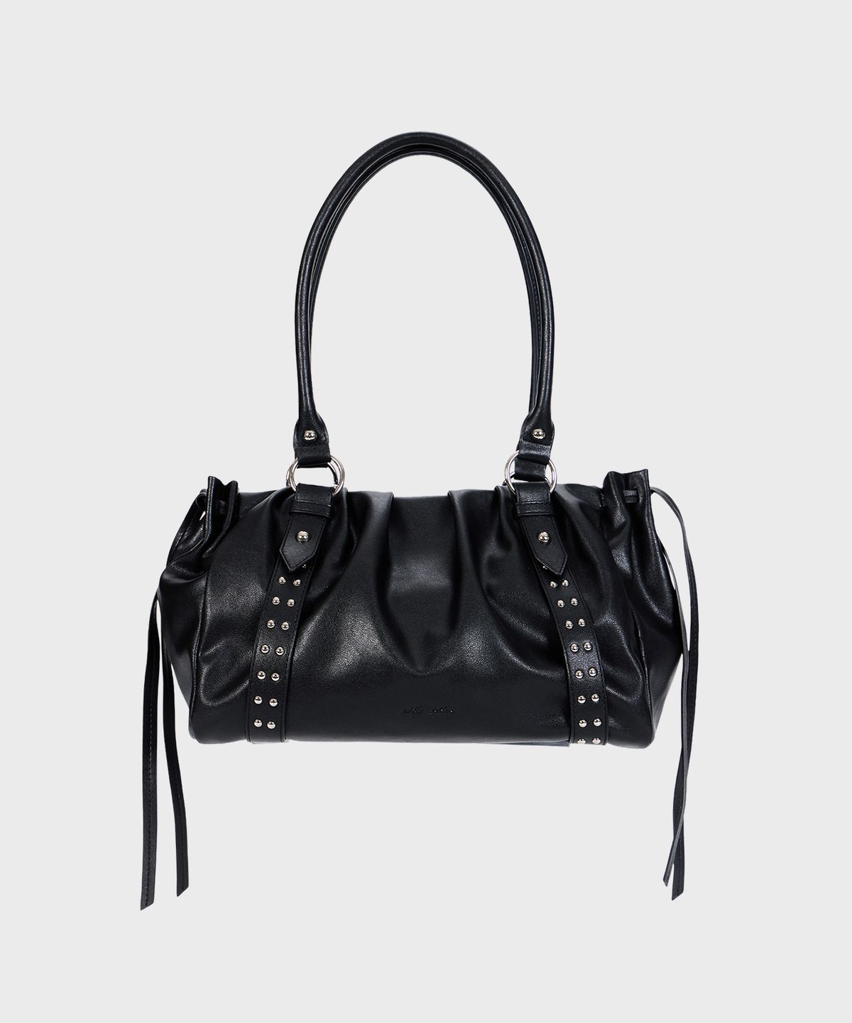 알키알카(ALKI ALKA) Studded Ruched Bag (Black)
