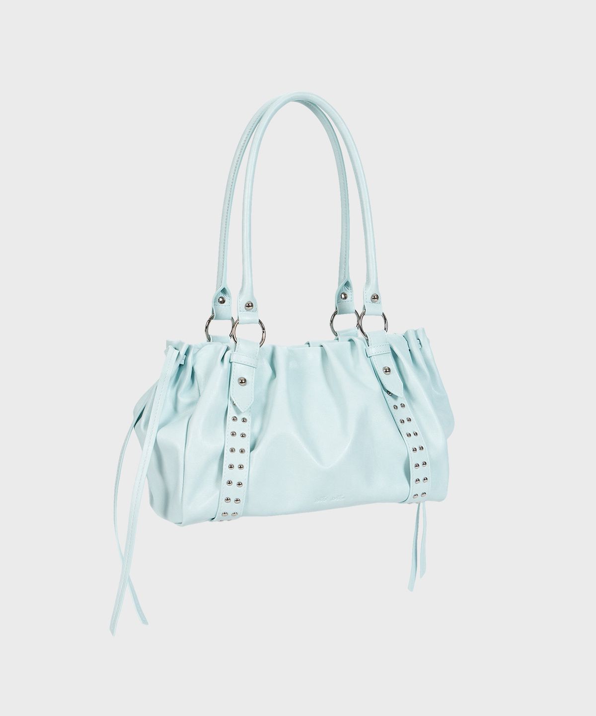 알키알카(ALKI ALKA) Studded Ruched Bag (Ice Blue)